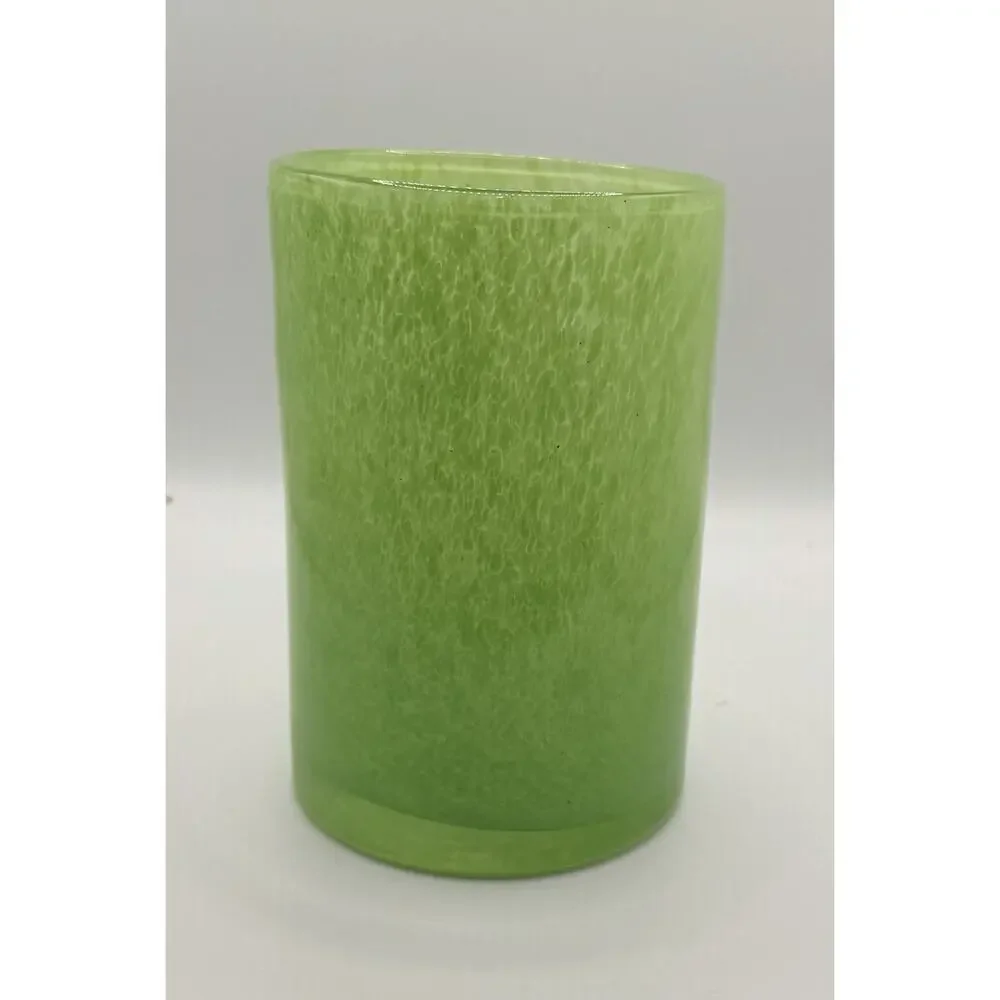 CYS Excel Hand Blown Frosted Seafoam Glass Vase Candle Holder 6”